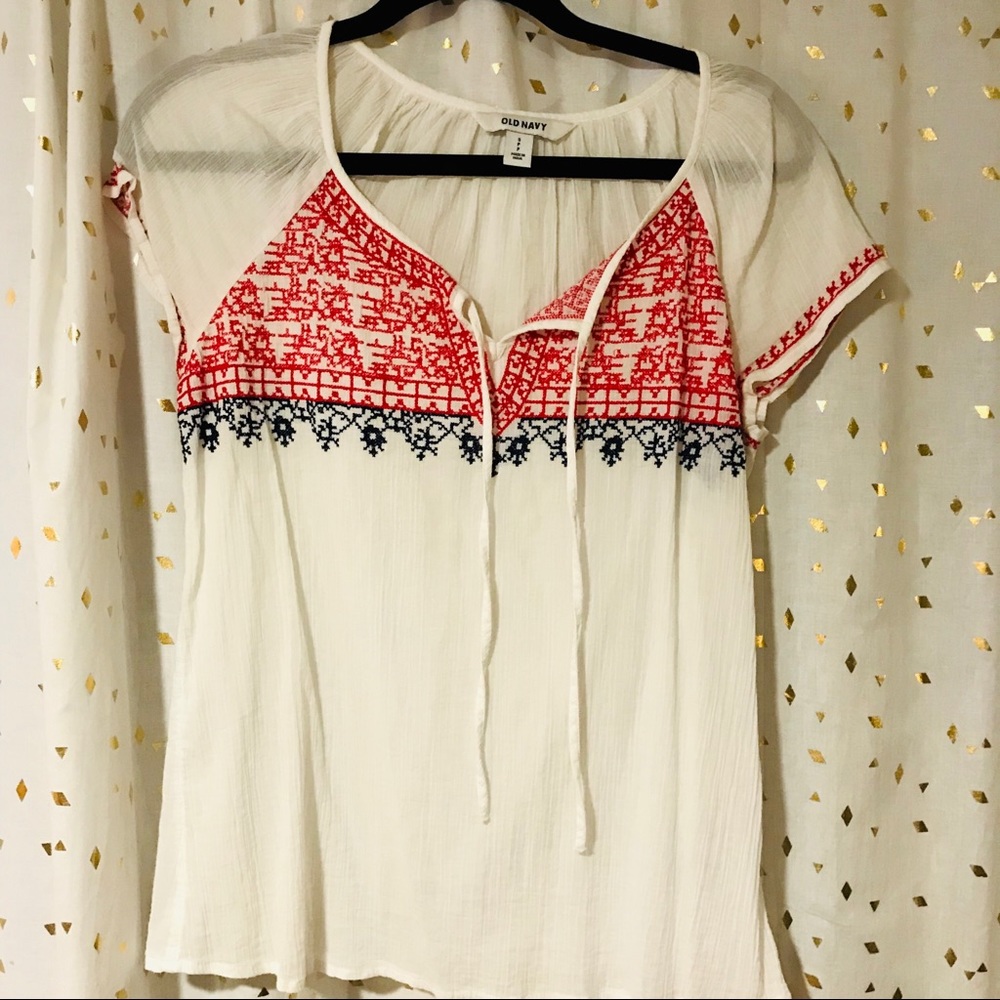 EMBROIDERED BOHO PEASANT SHIRT
